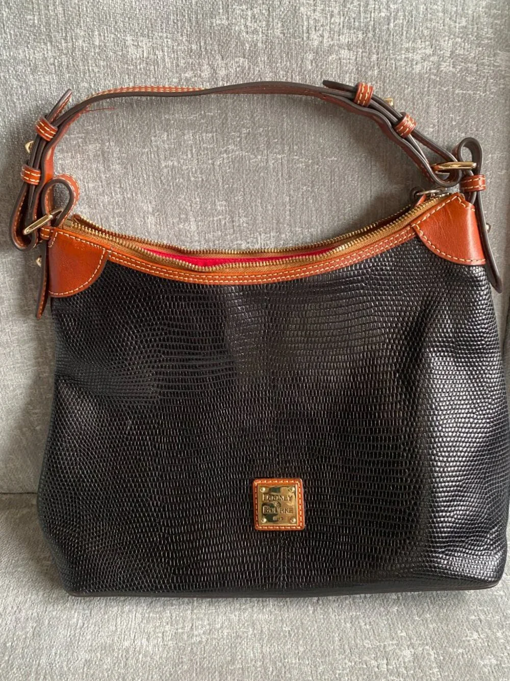 Dooney & Bourke Lizard Embossed Leather Hobo Bag